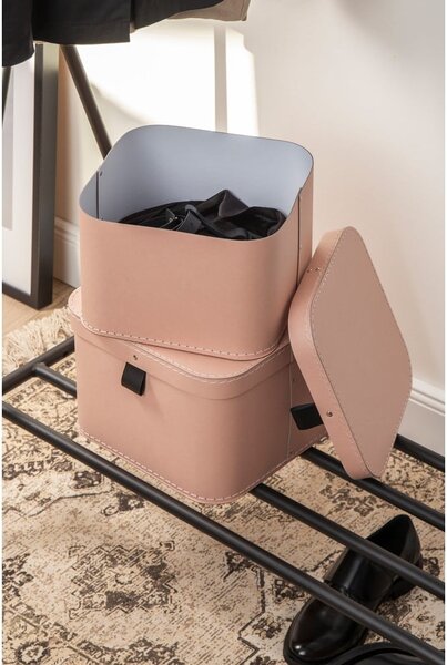 Scatole in set con coperchio rosa in cartone 2 pz 28,5x28,5x19,5 cm Ludvig Paper Laminate – Bigso