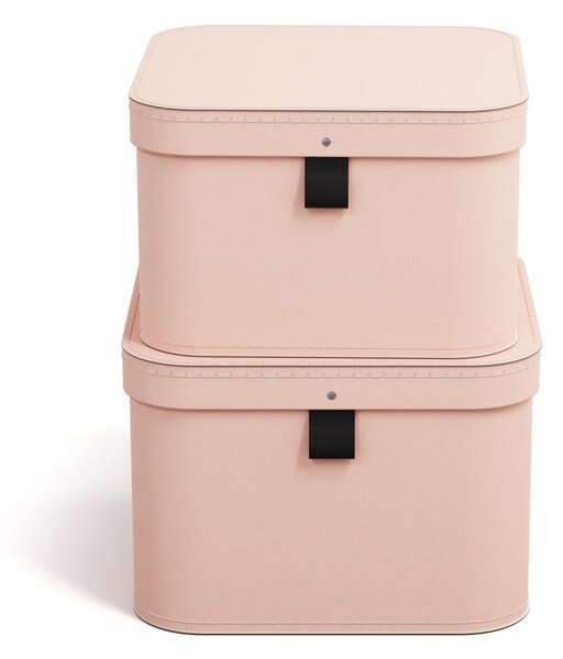 Scatole in set con coperchio rosa in cartone 2 pz 28,5x28,5x19,5 cm Ludvig Paper Laminate – Bigso