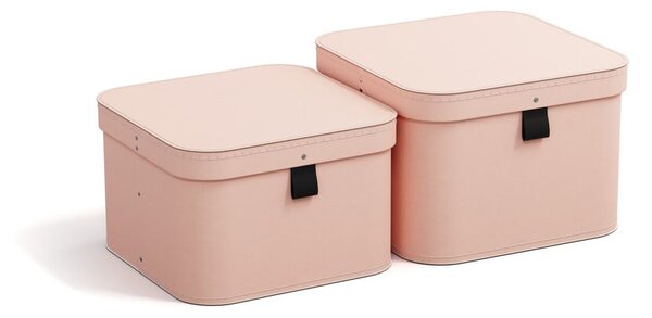 Scatole in set con coperchio rosa in cartone 2 pz 28,5x28,5x19,5 cm Ludvig Paper Laminate – Bigso