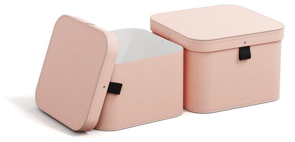 Scatole in set con coperchio rosa in cartone 2 pz 28,5x28,5x19,5 cm Ludvig Paper Laminate – Bigso