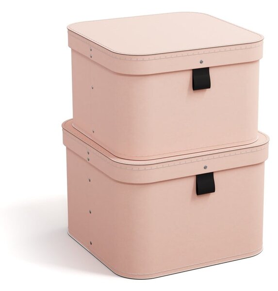 Scatole in set con coperchio rosa in cartone 2 pz 28,5x28,5x19,5 cm Ludvig Paper Laminate – Bigso