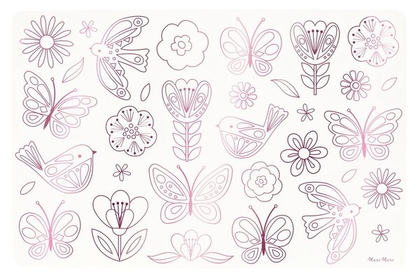 Tovagliette di carta in set da 8 pezzi 28x42,5 cm Butterflies & Flowers - Meri Meri