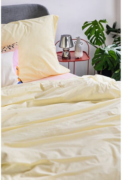 Lenzuola in cotone giallo vaniglia per letto matrimoniale , 200 x 220 cm - Bonami Selection