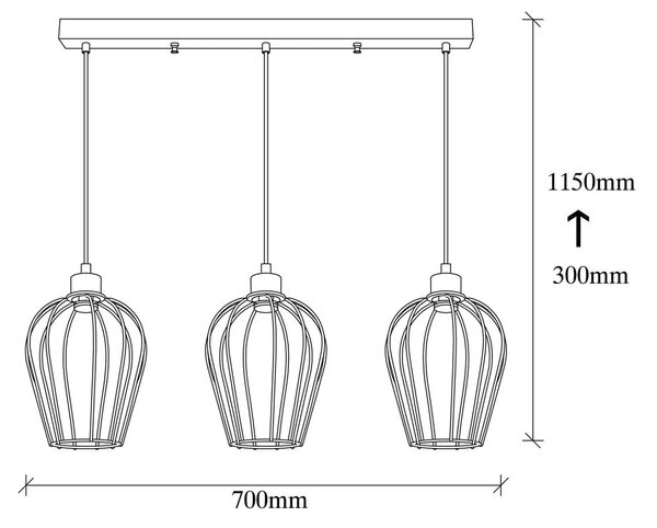 Lampada a sospensione nera per 3 lampadine Tel Long - Opviq lights