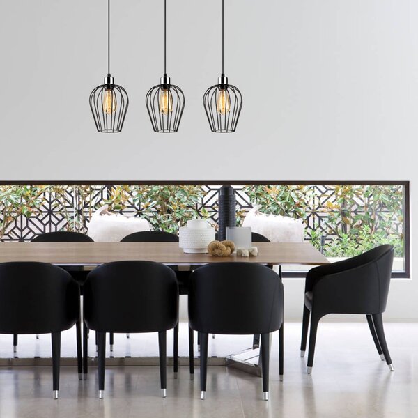 Lampada a sospensione nera per 3 lampadine Tel Long - Opviq lights