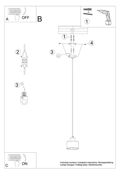 Lampada a sospensione nera ø 12 cm Alastro - Sollux