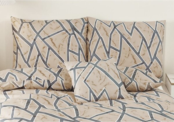 Biancheria da letto singola in micro raso 140x200 cm, marrone chiaro, 6 pezzi Marco - My House