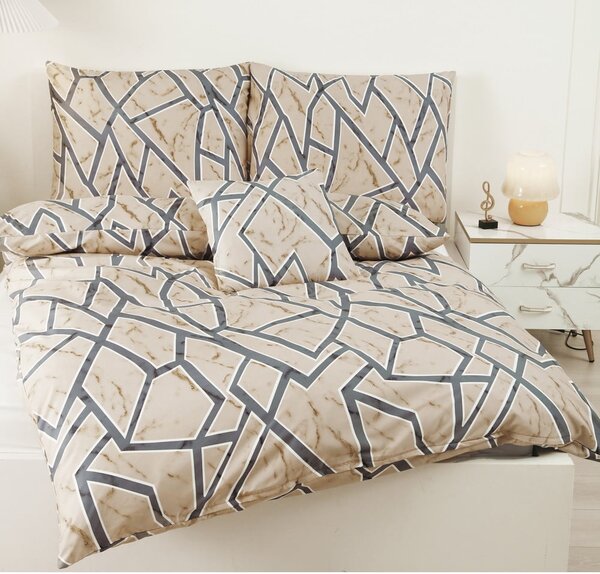Biancheria da letto singola in micro raso 140x200 cm, marrone chiaro, 6 pezzi Marco - My House