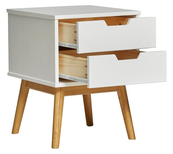 Comodino in legno di pino massiccio bianco Baku - Marckeric