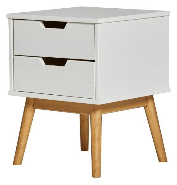 Comodino in legno di pino massiccio bianco Baku - Marckeric