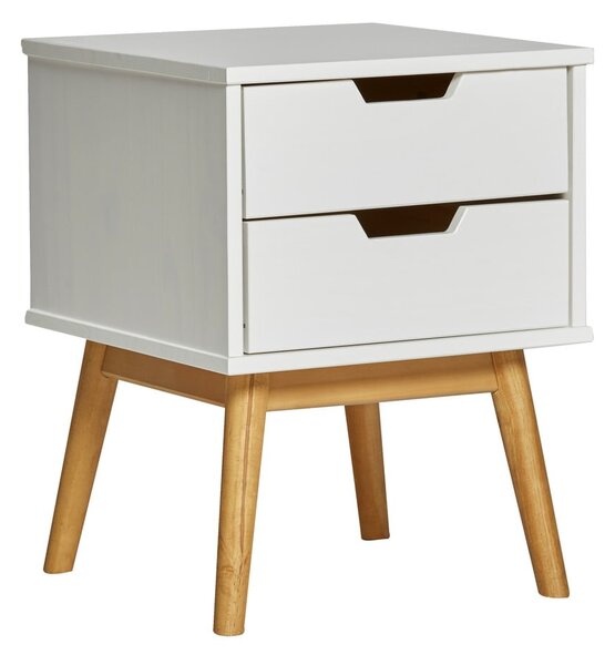 Comodino in legno di pino massiccio bianco Baku - Marckeric