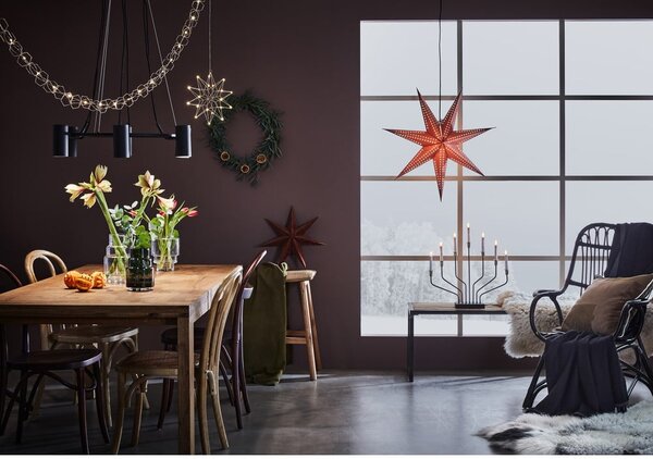 Decorazione luminosa rossa con motivo natalizio ø 75 cm Embla - Markslöjd