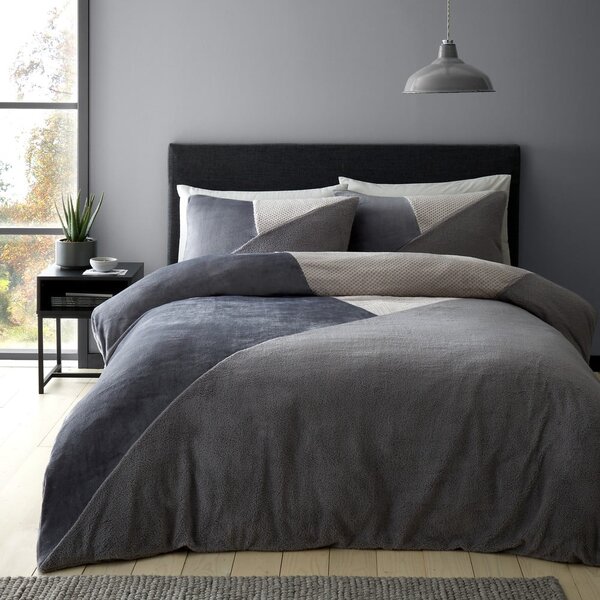 Biancheria da letto singola grigia in micropile 135x200 cm Cosy - Catherine Lansfield
