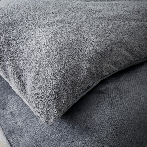 Biancheria da letto singola grigia in micropile 135x200 cm Cosy - Catherine Lansfield