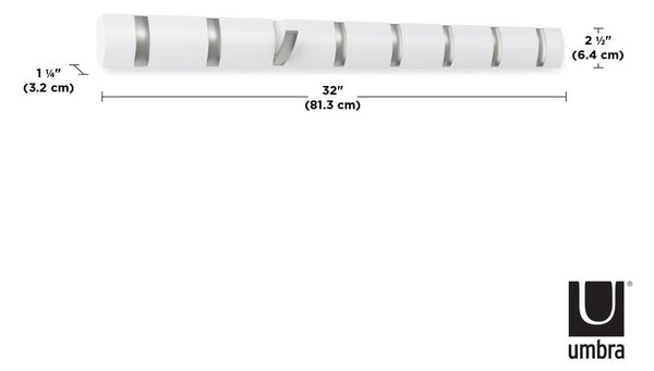 Appendiabiti da parete bianco in legno di pioppo Flip - Umbra