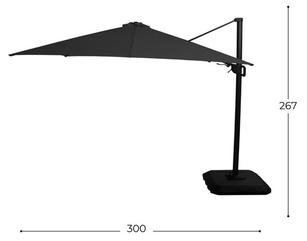 Ombrellone nero 300x300 cm Shadowflex Deluxe - Hartman