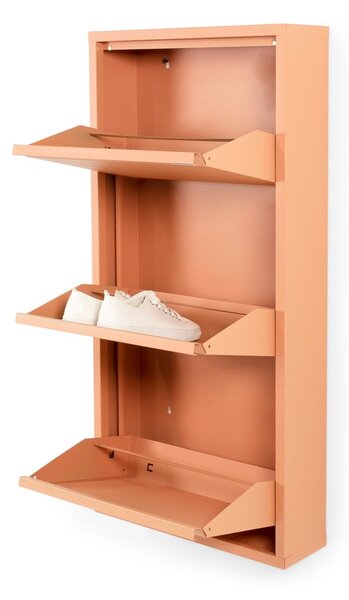 Scarpiera color salmone in metallo con ante ribaltabili 50x103x15 cm Billy – Spinder Design