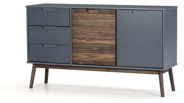 Cassettiera bassa in pino antracite/marrone scuro 140x80 cm Nussa - Marckeric