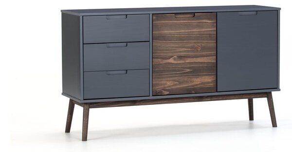 Cassettiera bassa in pino antracite/marrone scuro 140x80 cm Nussa - Marckeric
