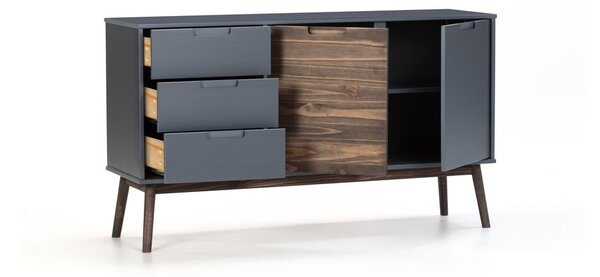 Cassettiera bassa in pino antracite/marrone scuro 140x80 cm Nussa - Marckeric