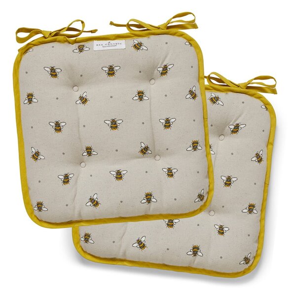 Cuscino di seduta in cotone beige e giallo Bumble Bees - Cooksmart ®