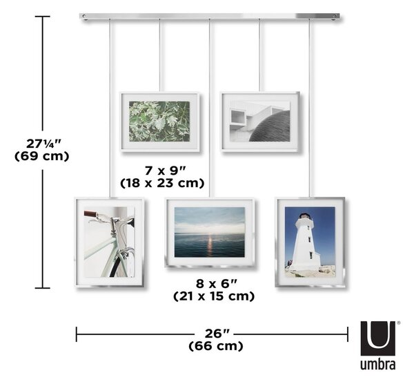 Cornici da parete in metallo color argento in set di 5 pezzi 66x69 cm Exhibit - Umbra