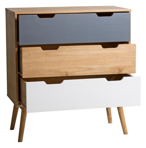 Cassettiera in legno di pino massiccio, larghezza 80 cm Cusco - Marckeric