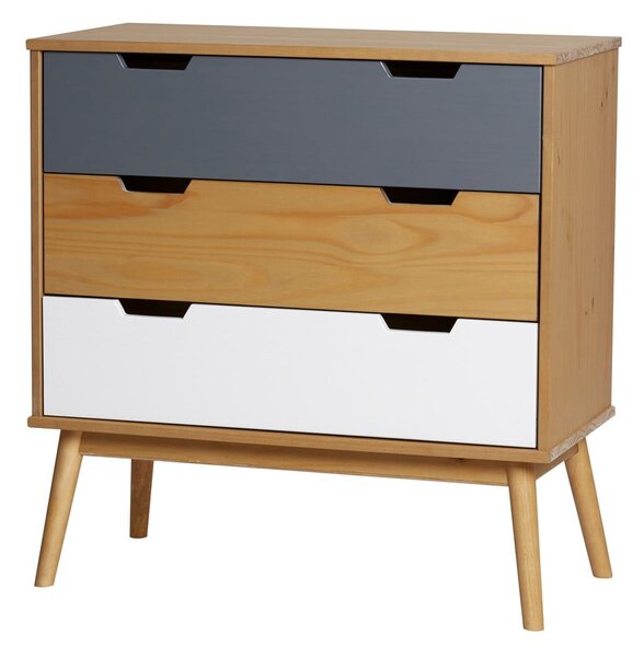 Cassettiera in legno di pino massiccio, larghezza 80 cm Cusco - Marckeric