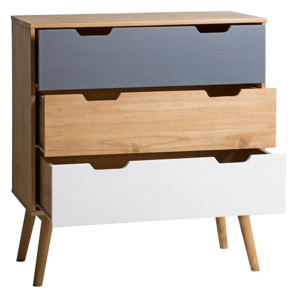 Cassettiera in legno di pino massiccio, larghezza 80 cm Cusco - Marckeric