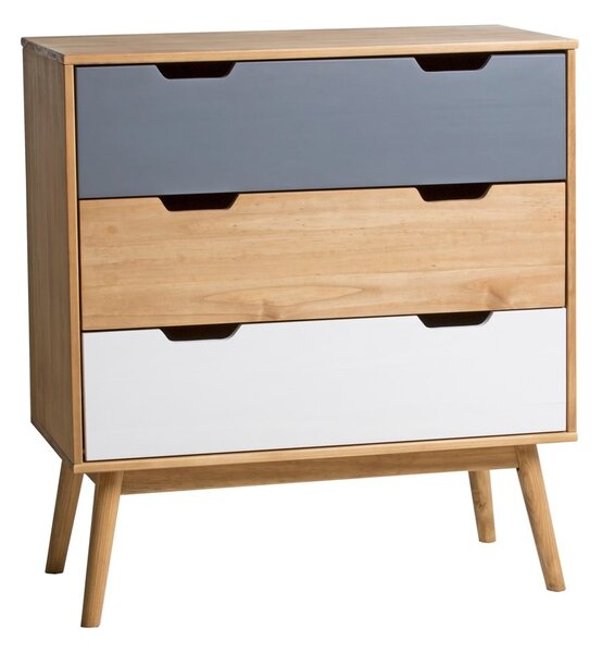 Cassettiera in legno di pino massiccio, larghezza 80 cm Cusco - Marckeric