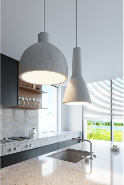 Lampadario grigio chiaro con paralume in calcestruzzo ø 17 cm Mattia – Sollux