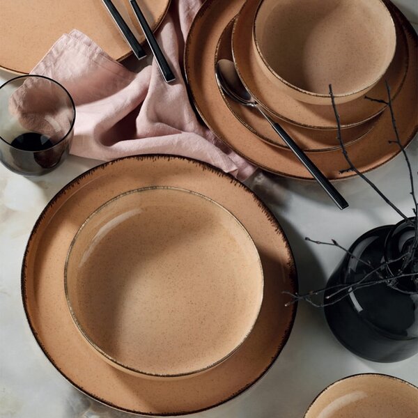 Set di piatti in porcellana rosa da 24 pezzi Pearl - Kütahya Porselen