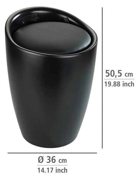 Sgabello da bagno nero con cesto portabiancheria estraibile Candy - Wenko