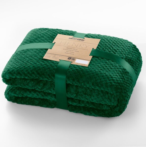 Coperta in microfibra verde scuro, 150 x 200 cm Henry - DecoKing