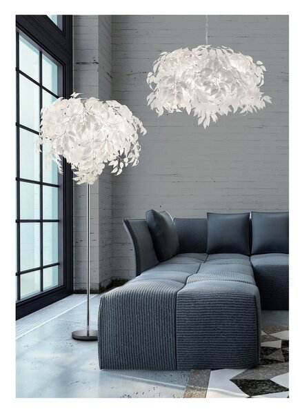 Lampada a sospensione bianca con piume Ciondolo, altezza 150 cm Leavy - Reality