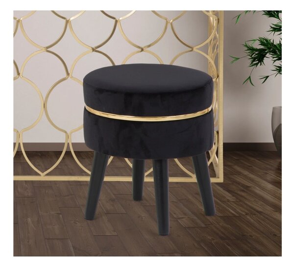 Sgabello imbottito nero Paris, ⌀ 35 cm - Mauro Ferretti