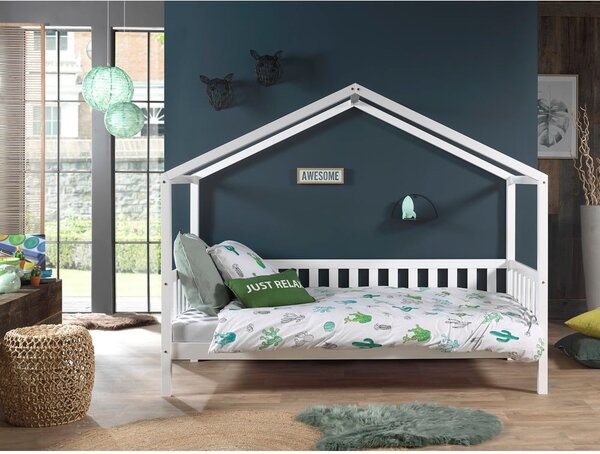 Letto per bambini in legno di pino bianco con letto estraibile e contenitore 90x200 cm DALLAS - Vipack