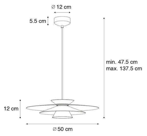 Lampada a sospensione di design nera con LED dimmerabile in 3 fasi - Pauline