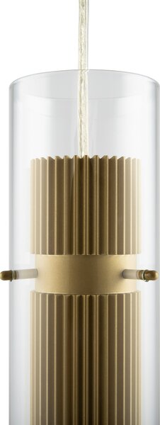 Lampadario A Sospensione Moderno Dynamics Alluminio Oro Vetro 1 Luce Gu10 50W