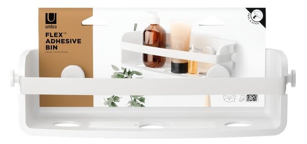 Mensola da bagno autoportante bianca in plastica riciclata Flex Adhesive - Umbra