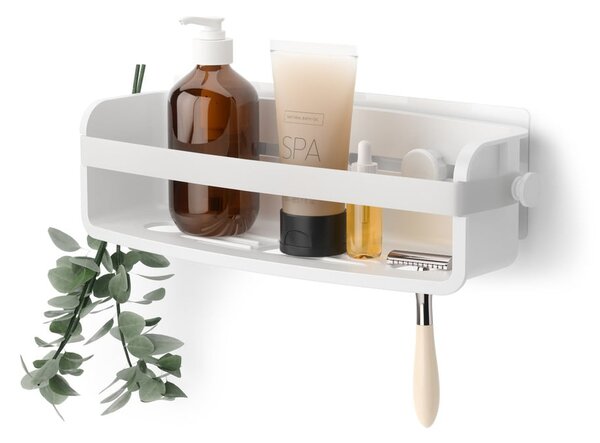 Mensola da bagno autoportante bianca in plastica riciclata Flex Adhesive - Umbra