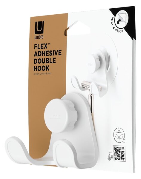Gancio bianco autoportante in plastica riciclata Flex Adhesive - Umbra