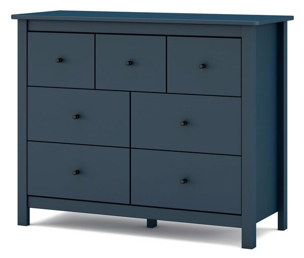 Cassettiera bassa blu scuro in legno di pino 110x80 cm Misti - Marckeric