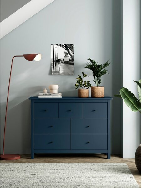 Cassettiera bassa blu scuro in legno di pino 110x80 cm Misti - Marckeric
