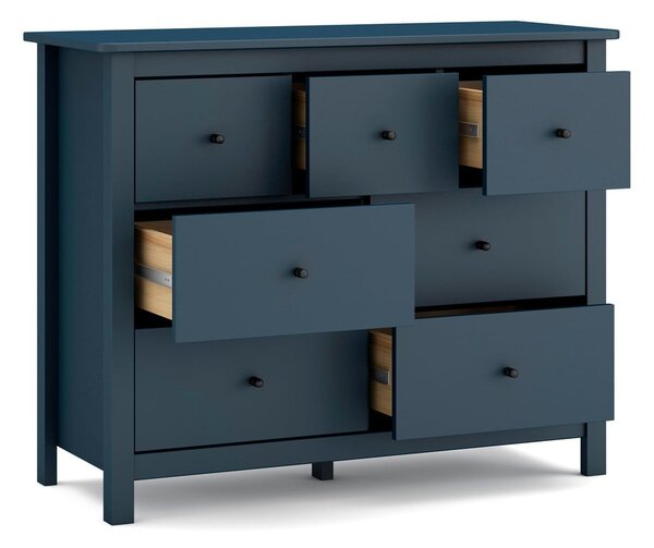 Cassettiera bassa blu scuro in legno di pino 110x80 cm Misti - Marckeric
