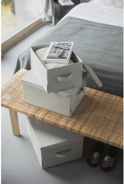Scatola con coperchio beige in tessuto 35x26x19 cm Soft Storage – Bigso