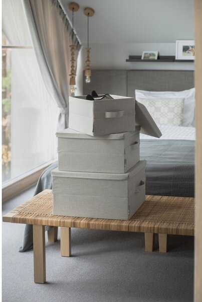 Scatola con coperchio beige in tessuto 35x26x19 cm Soft Storage – Bigso