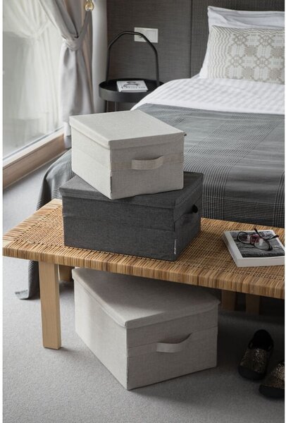 Scatola con coperchio beige in tessuto 35x26x19 cm Soft Storage – Bigso