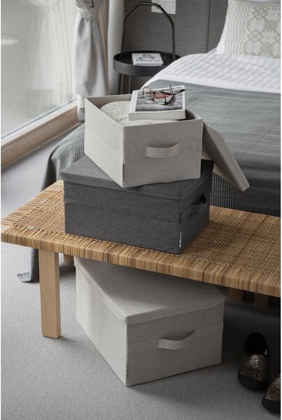 Scatola con coperchio beige in tessuto 35x26x19 cm Soft Storage – Bigso
