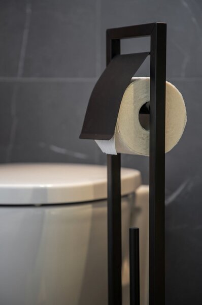 Porta carta igienica nero con base in bambù Bambusa - Wenko